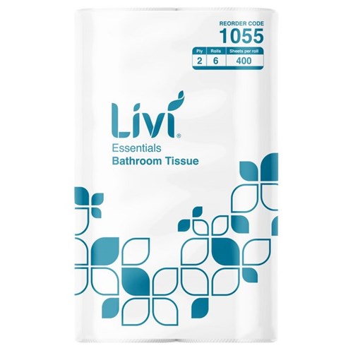 Livi 1055 Essentials 2 Ply Toilet Paper 400 Sheet 6 Pack Unwrapped 1 Livi 1055 Essentials 2 Ply Toilet Paper 400 Sheet 6 Pack Unwrapped