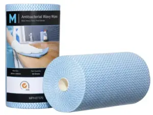Matthews Antibacterial Wavy Wipes - Blue, 300mm x 500mm, 90 Sheets, 80gsm-Heavy Duty