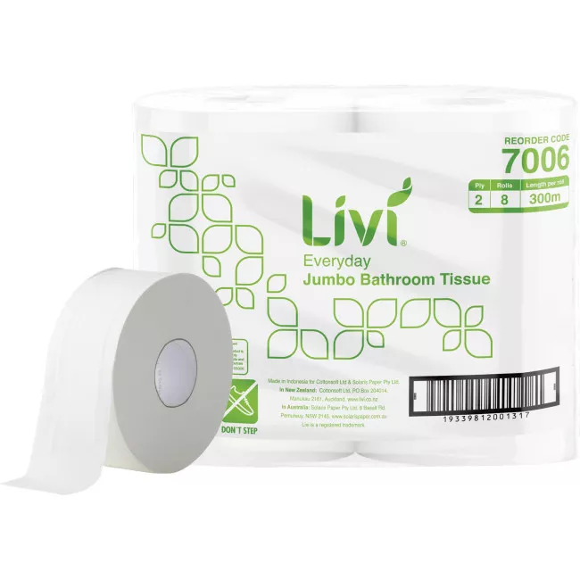 Livi Jumbo Bathroom Tissue-Pack Of 8 1 Livi Jumbo Bathroom Tissue-Pack Of 8